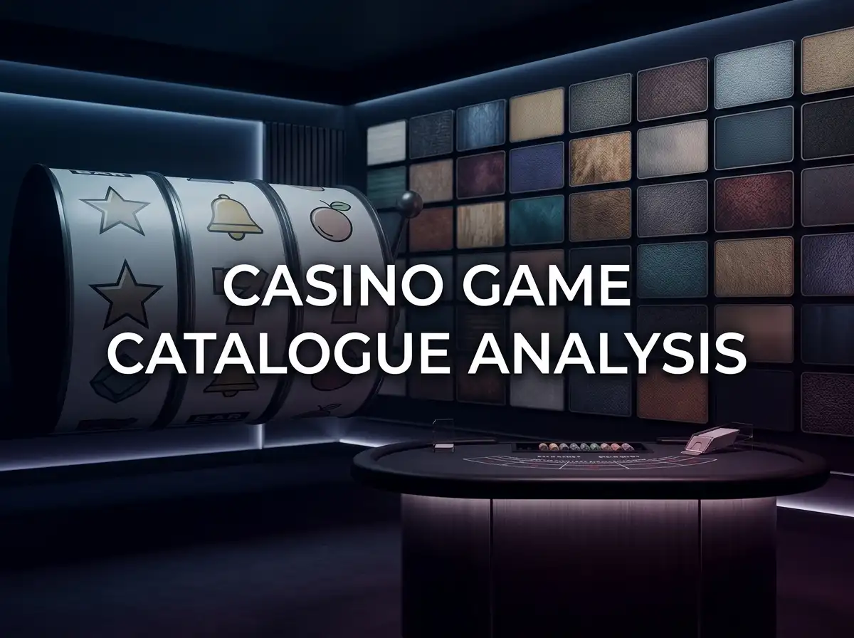 Abstract slot reels and a live-dealer table arranged beside a grid of game tiles.